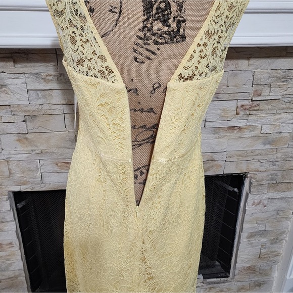 Jessica Simpson lemon yellow lace overlay sweetheart neckline dress size 8 new!! - Picture 3 of 7
